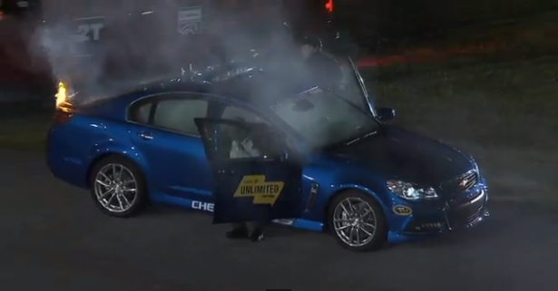 Chevrolet-ss-safety-car-nascar-daytona-fire-video