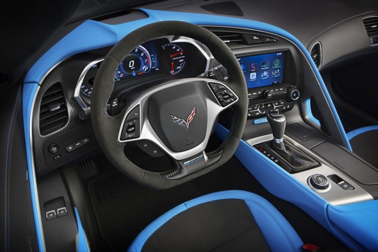 The new 2017 Chevrolet Corvette Grand Sport combines a lightweight architecture, a track-honed aerodynamics package, Michelin tires and a naturally aspirated engine to deliver exceptional performance. Inside, the Grand Sport Collector Edition features a unique Tension Blue full leather and suede-wrapped interior, a three-dimensional representation of an original Grand Sport race car is embossed in the headrests and that shape is also used on an instrument panel plaque that carries a unique build sequence number.