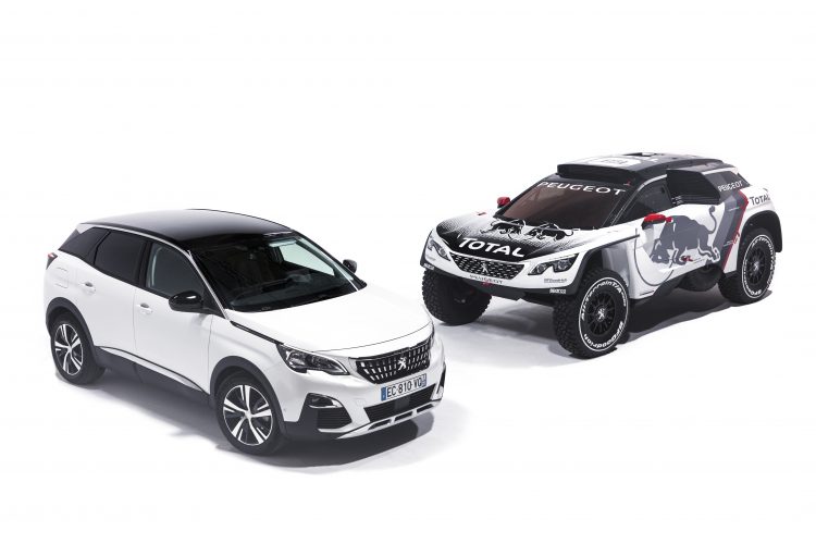 The new Peugeot 3008 DKR from the Team Peugeot Total during a studio photoshoot at Paris, France on August 7, 2016.