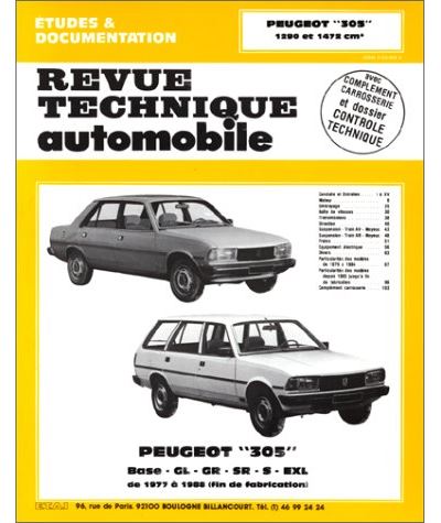 Revue technique automobile 381.7 Peugeot 305 GL 78-89 GR, SR jusqu’à 85