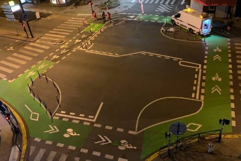 pistes cyclables Pantin carrefour à la hollandaise