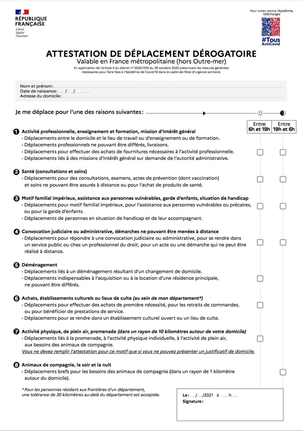 Nouvelle attestation de déplacement à télécharger en ligne Les Voitures