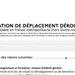 nouvelle attestation de déplacement dérogatoire en ligne
