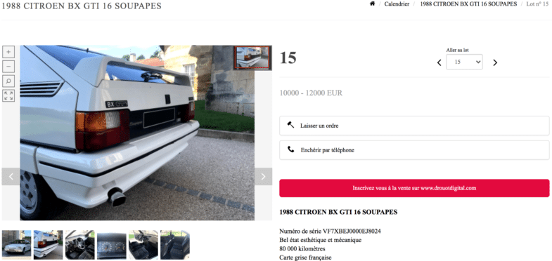 vente youngtimers Citroën BX
