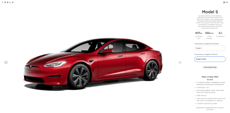 voiture électrique Tesla Model S Plaid