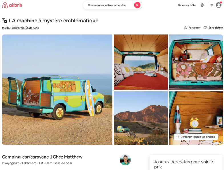 Scooby-Doo camping-car The Mystery Machine airbnb