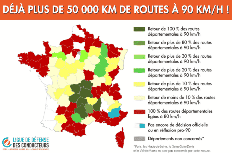 départements français 90 km/h