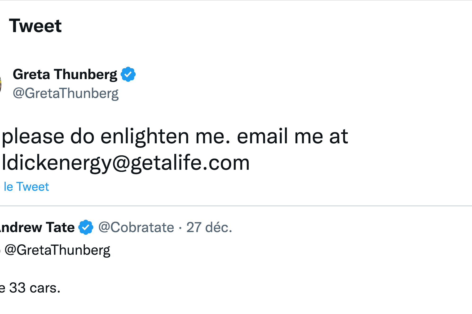 Greta Thunberg Andrew Tate Bugatti Chiron