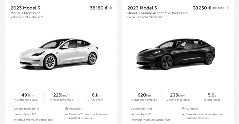 voiture électrique Tesla Mode 3 soldes d'été