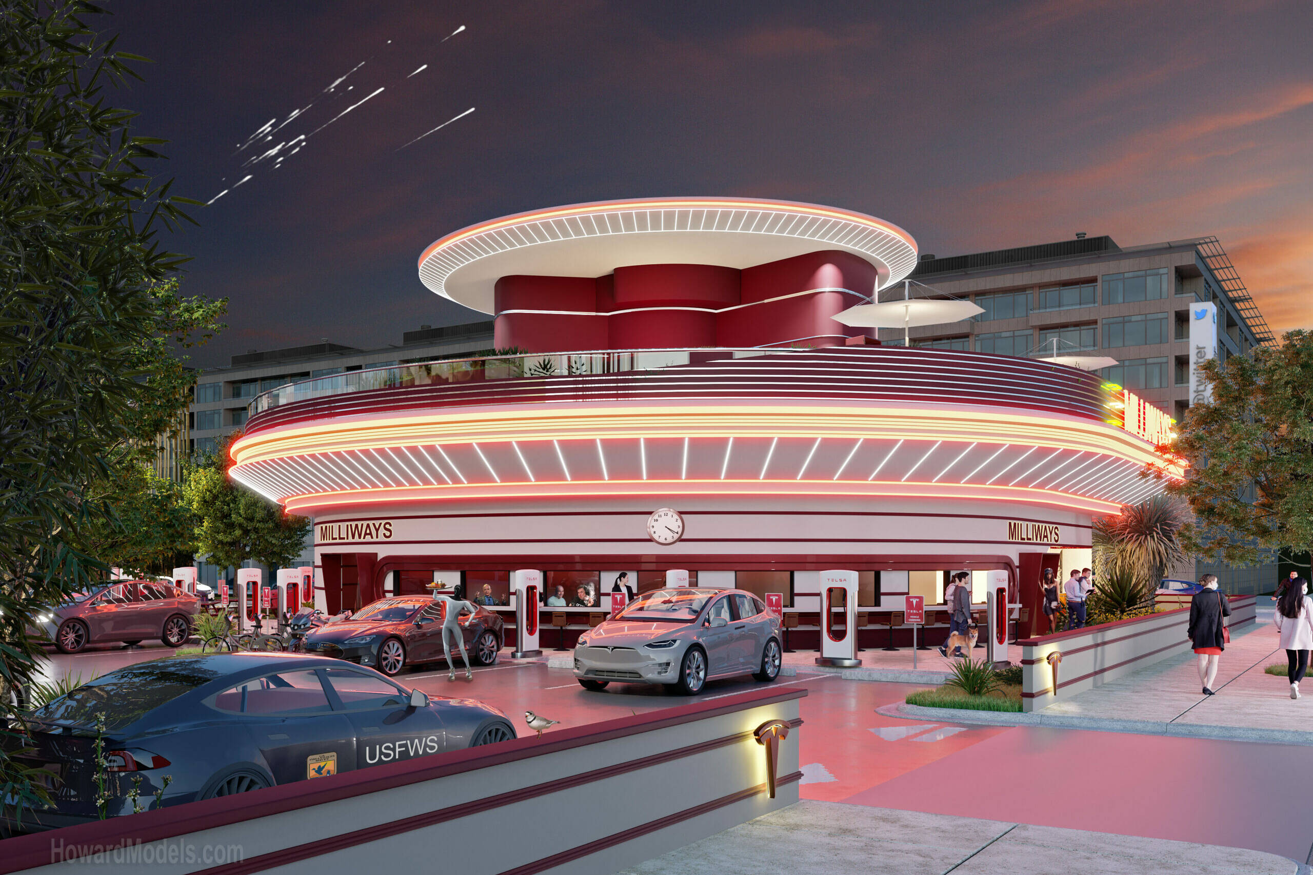 Tesla Diner Drive-In Superchager voitures électriques