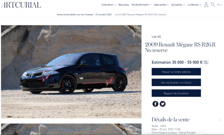 Artcurial Motorcars Vente aux enchères catalogue Automobiles sur les Champs