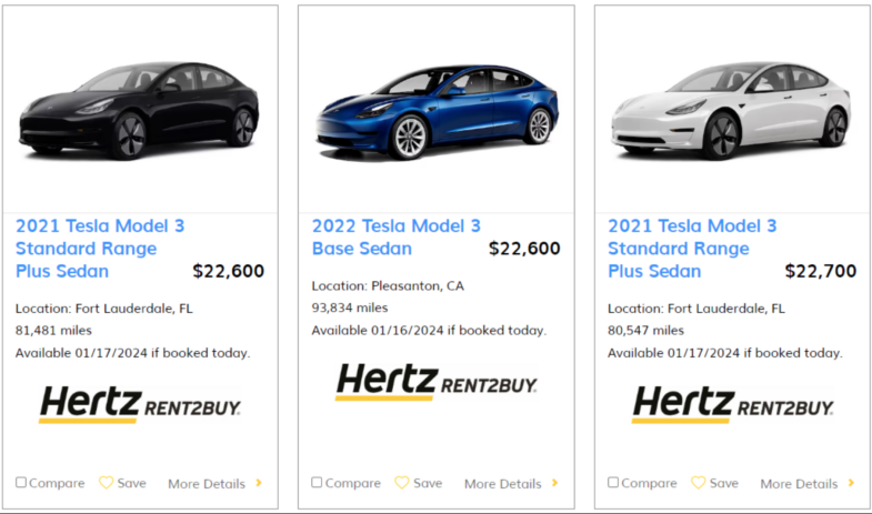 Hertz Tesla voitures électriques 
