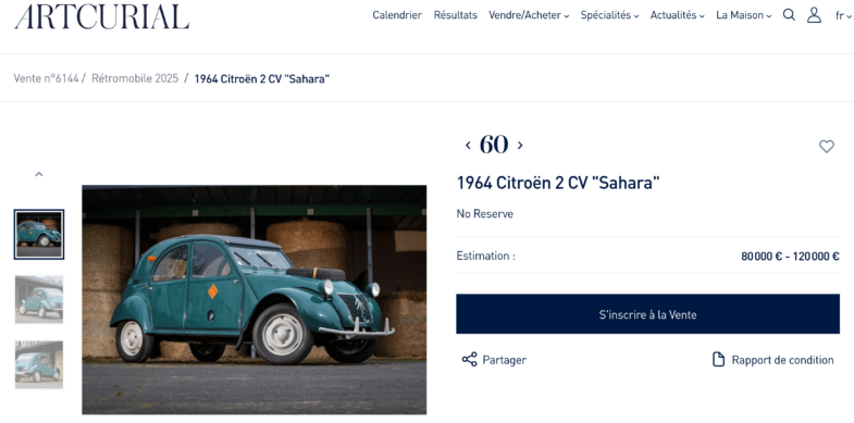 Citroën 2CV Sahara Rétromobile 2025 Artcurial Motorcars