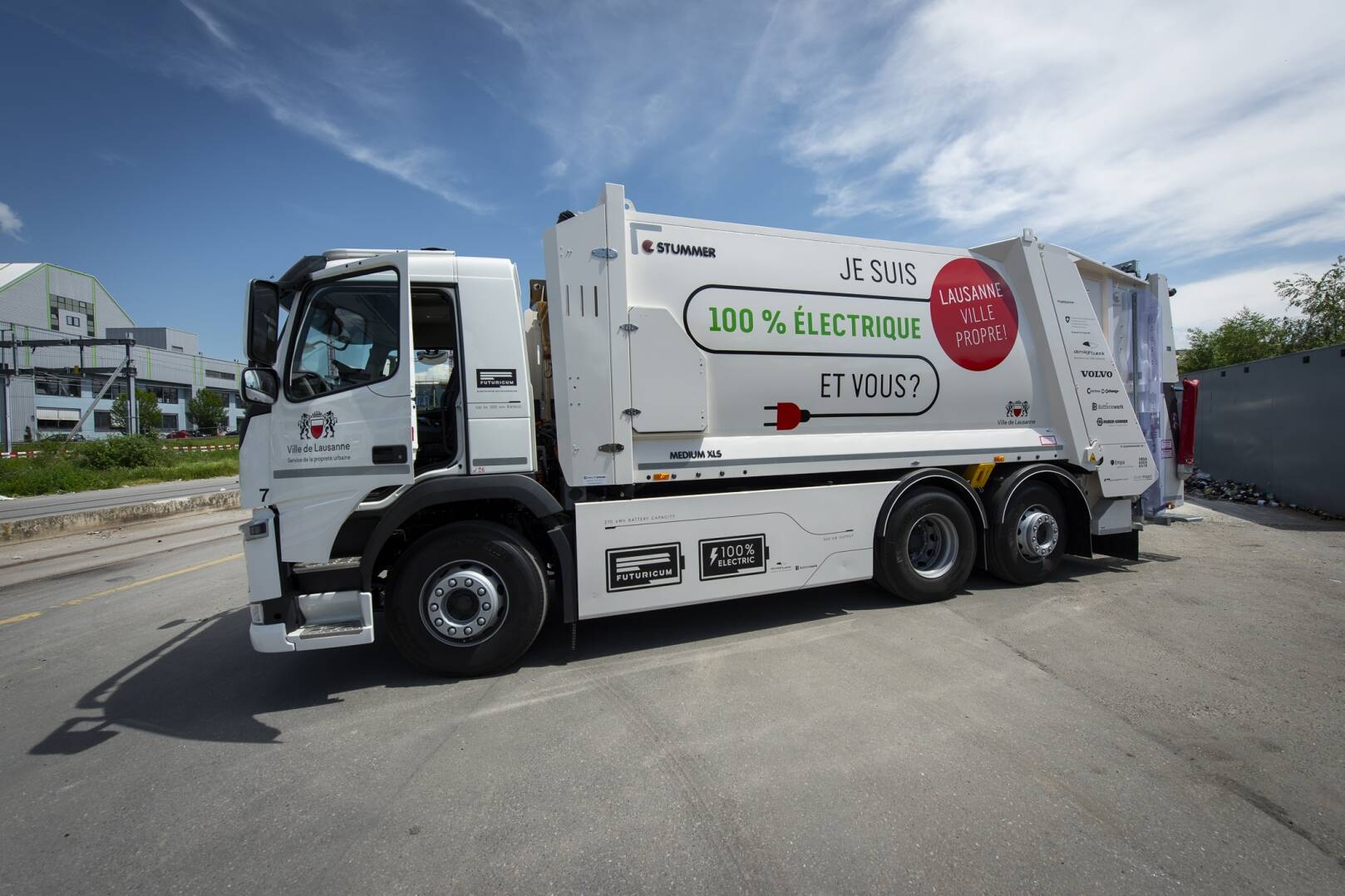 Lausanne camion poubelle électrique panne