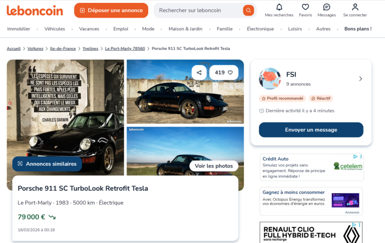 Porsche 911 SC électrique Tesla rétrofit