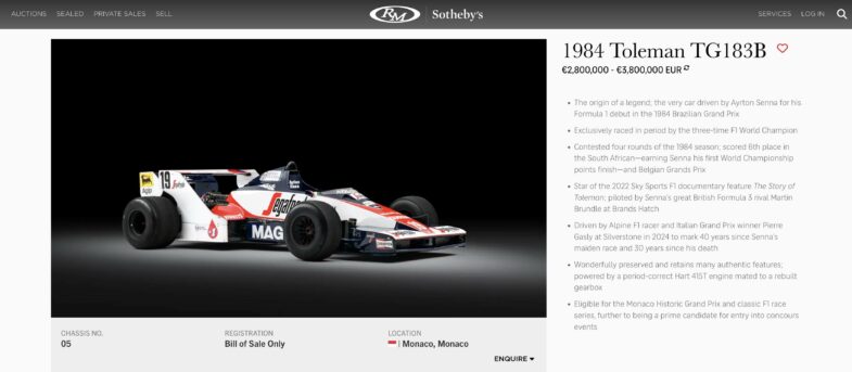 Toleman TG183B Ayrton Senna F1