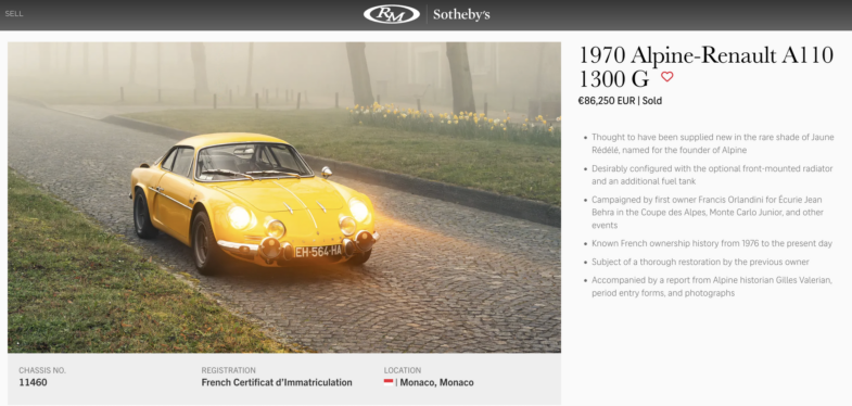 Alpine A110 1300 G Jean Rédélé Alpine-Renault