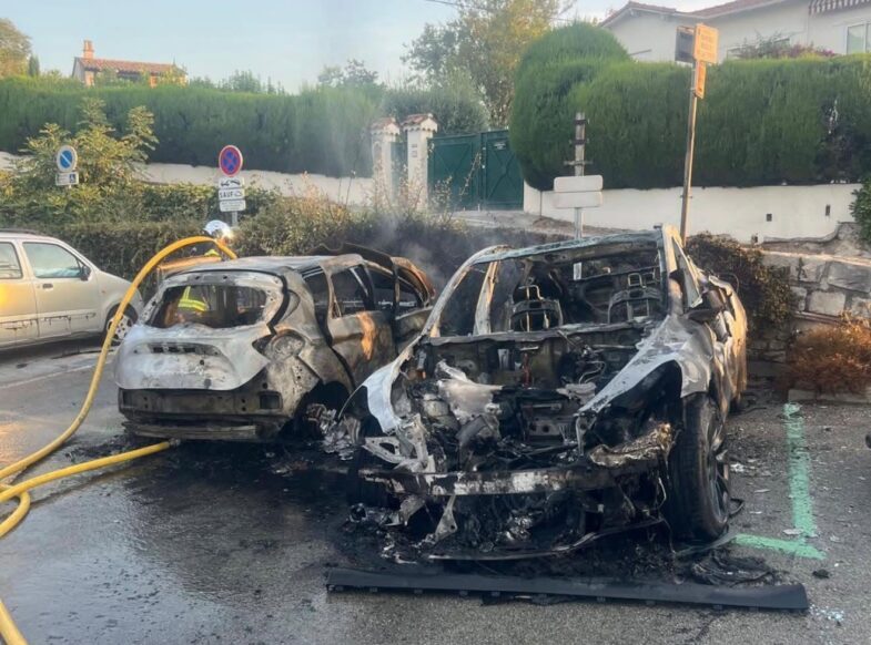Incendie voiture électrique Renault Zoé Tesla Mougins
