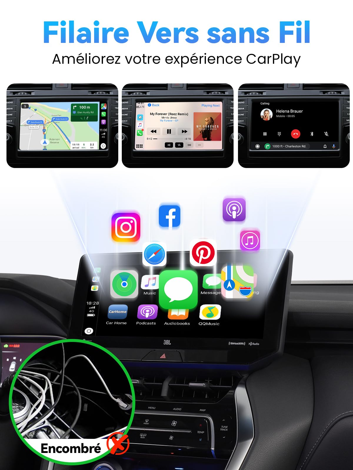 Adaptateur CarPlay sans fil Alltotive S2 Mini noir pour voiture – vue 4