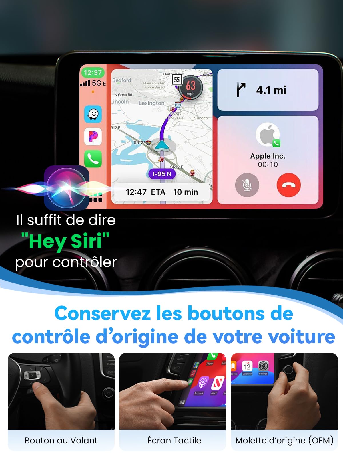 Adaptateur CarPlay sans fil Alltotive S2 Mini noir pour voiture – vue 5