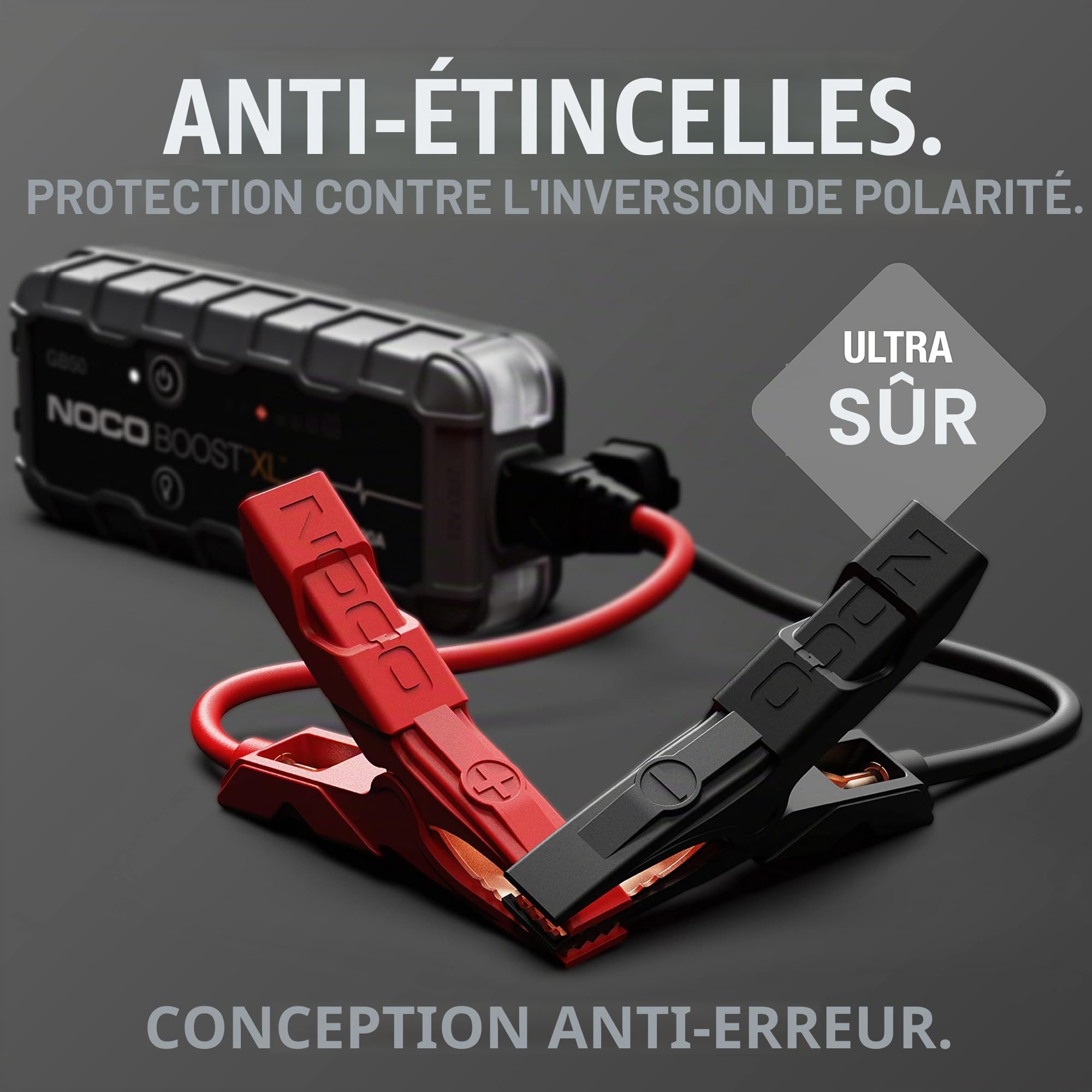 Booster batterie lithium NOCO Boost GB50 avec pinces de démarrage – vue 3