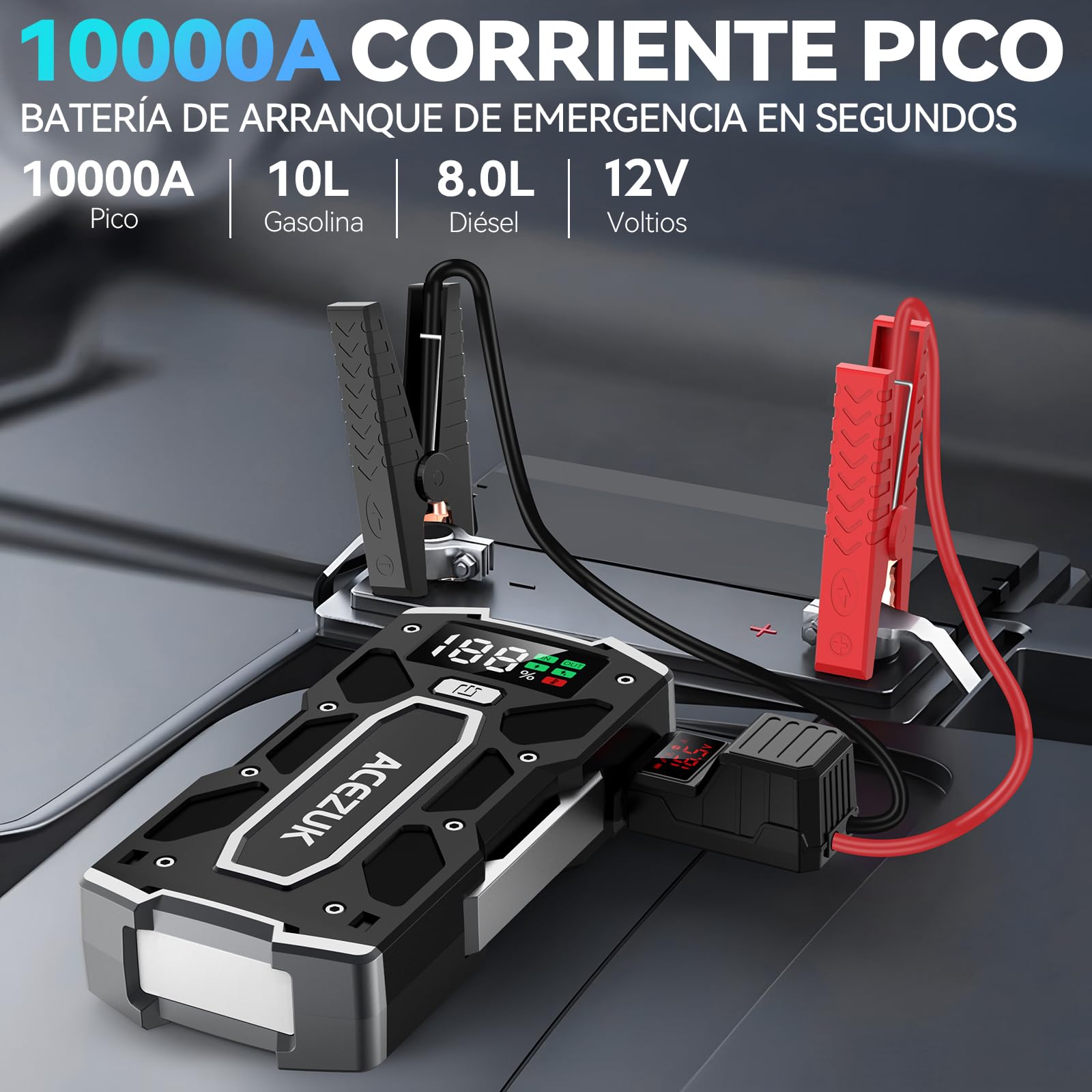 Booster de batterie voiture ACEZUK M02 avec écran LED – vue 2