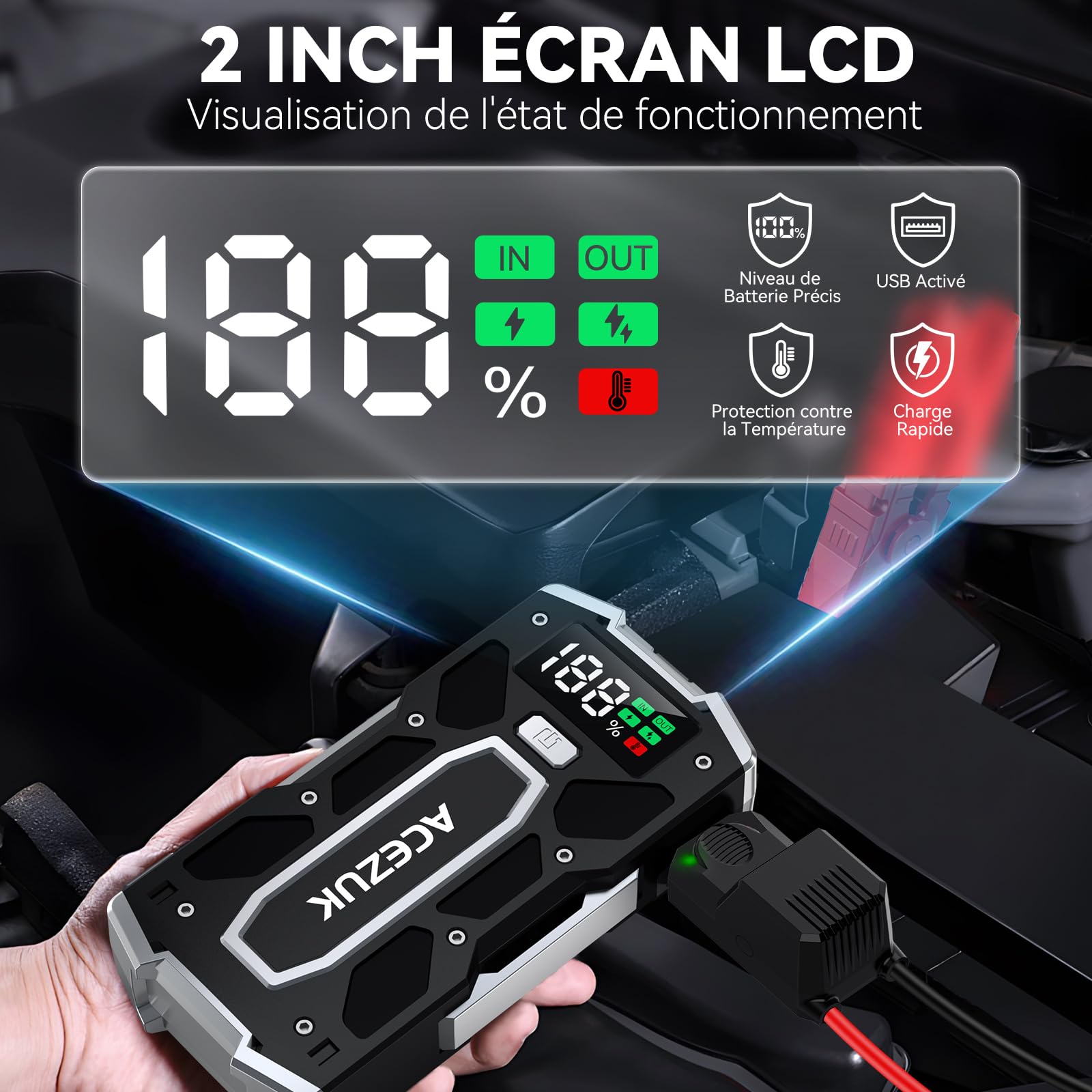 Booster de batterie voiture ACEZUK M02 avec écran LED – vue 3