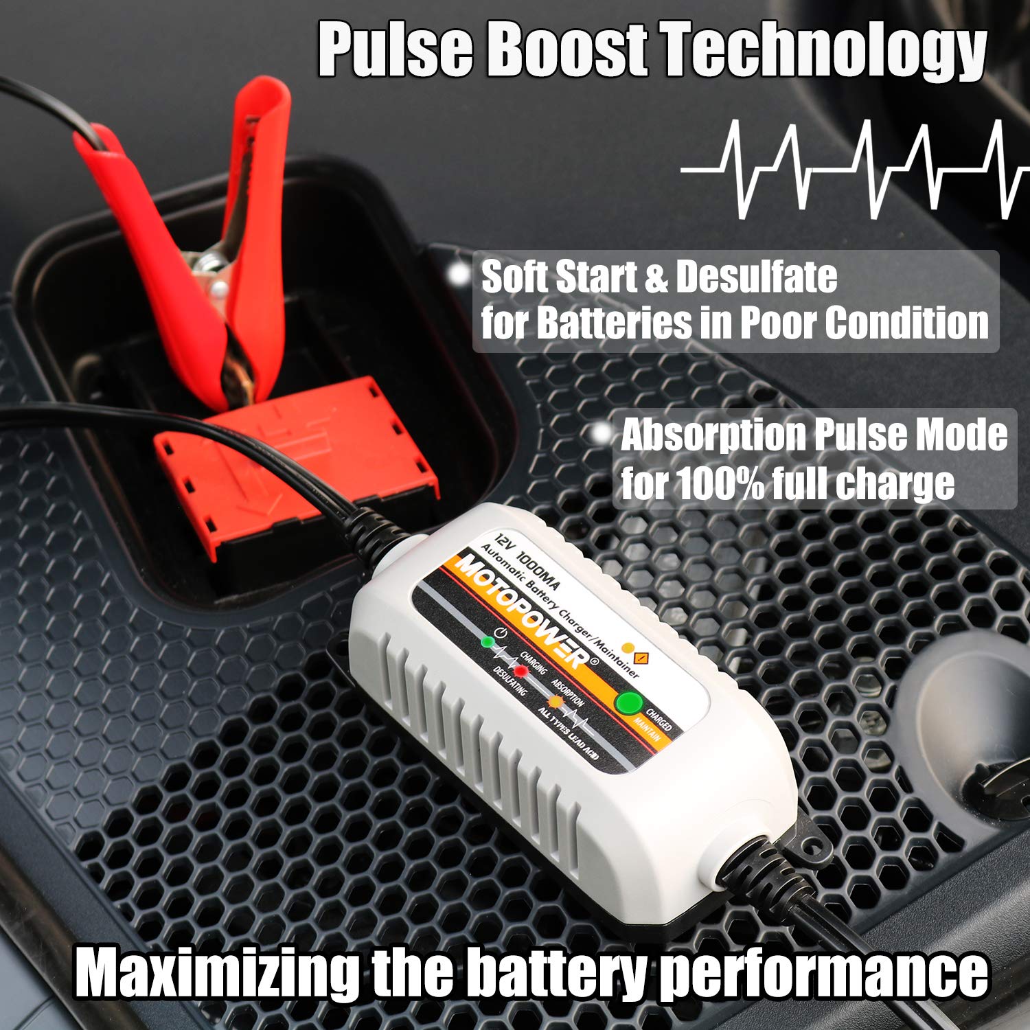 Chargeur de batterie 12V MOTOPOWER MP00205B avec câbles SAE – vue 3
