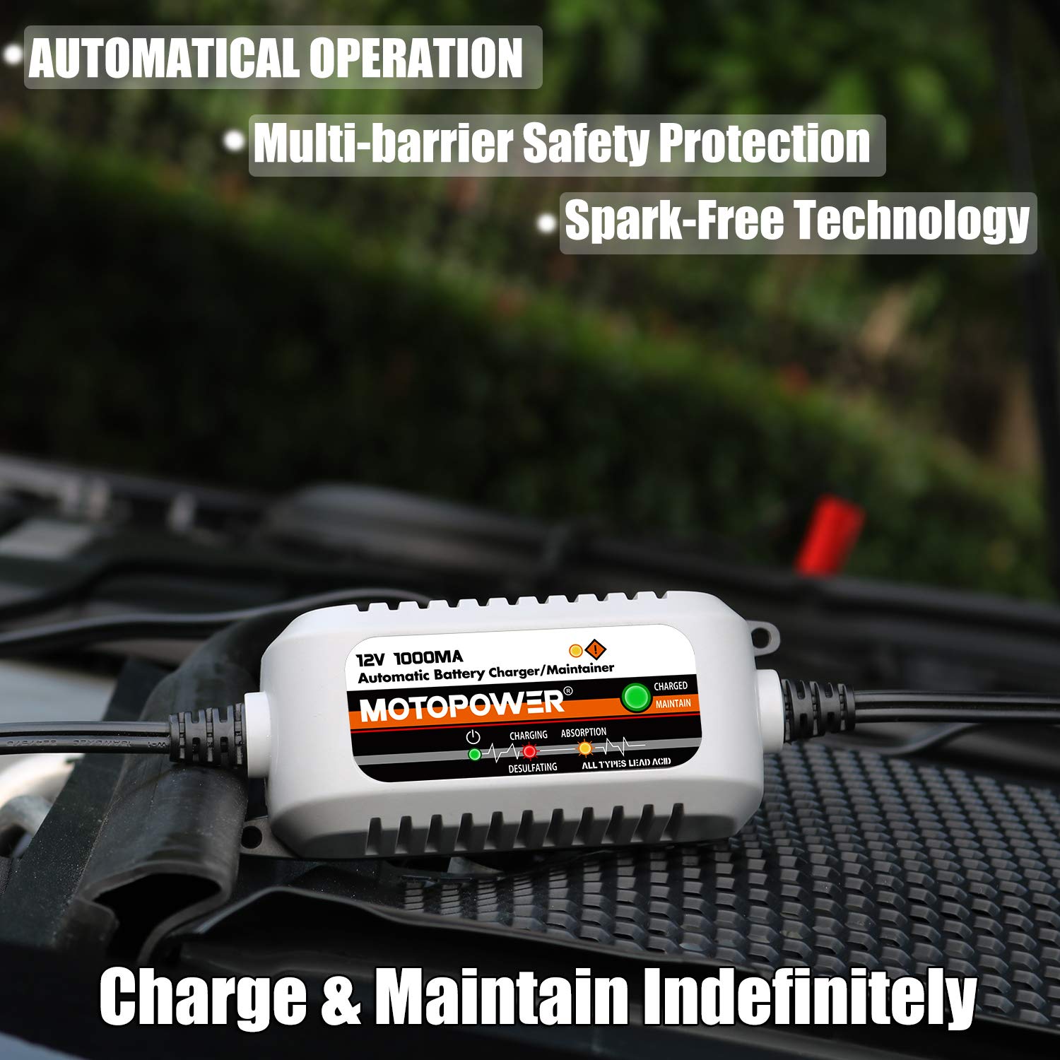 Chargeur de batterie 12V MOTOPOWER MP00205B avec câbles SAE – vue 4
