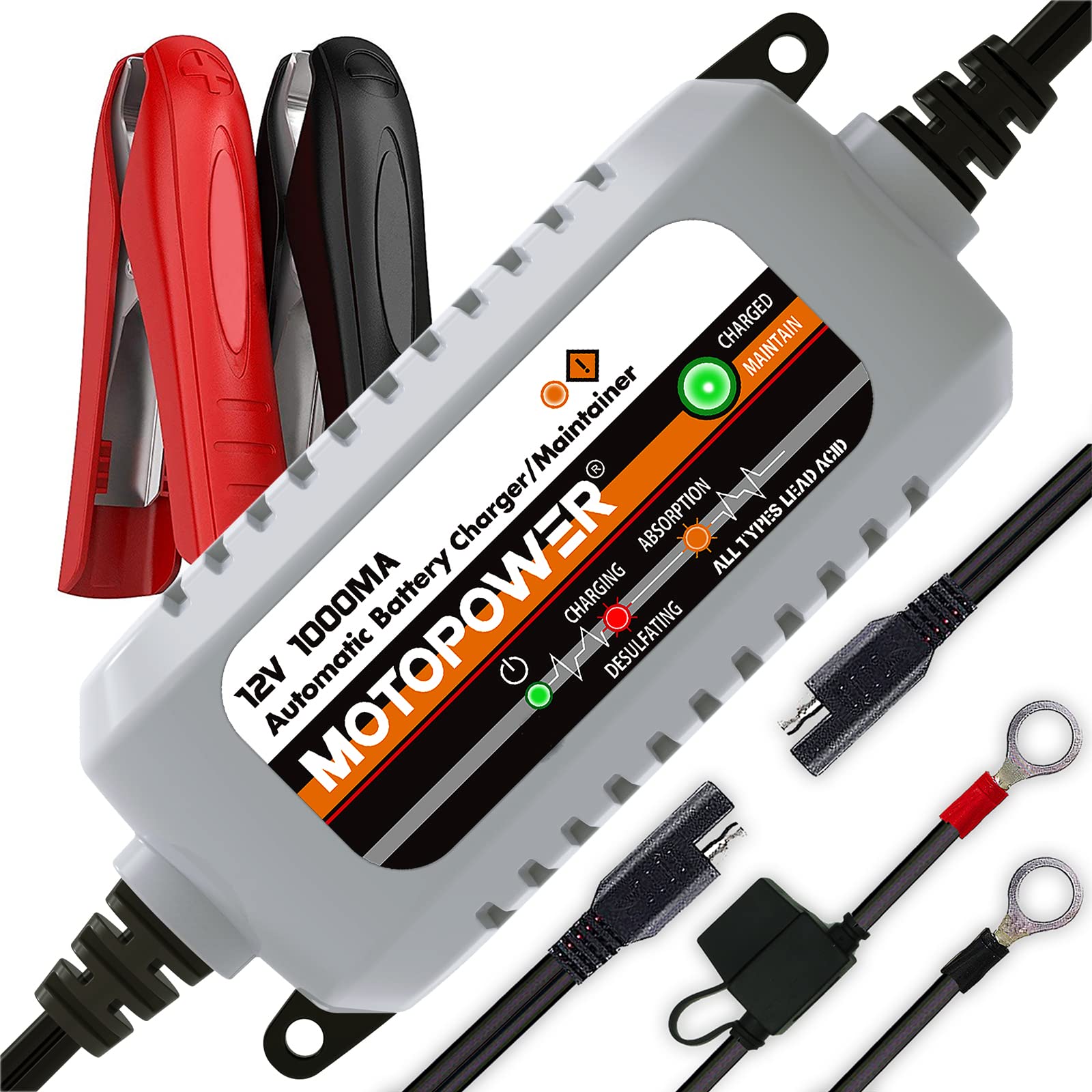 Chargeur de batterie 12V MOTOPOWER MP00205B avec câbles SAE