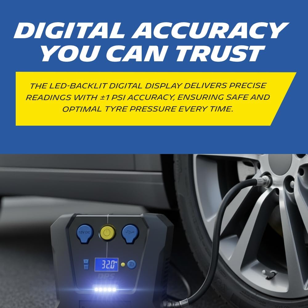 Compresseur digital 12V Michelin branché sur une prise allume-cigare – vue 2