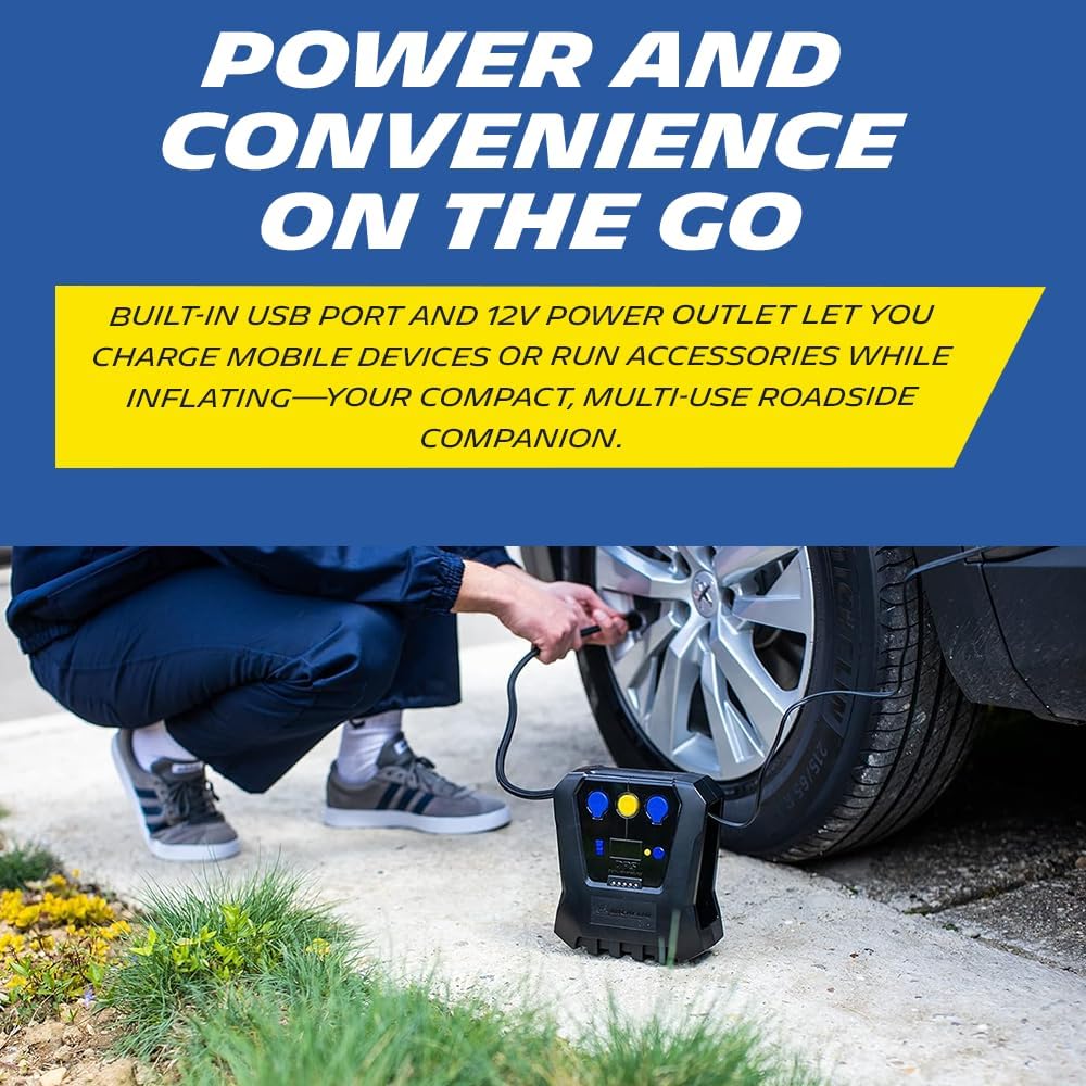 Compresseur digital 12V Michelin branché sur une prise allume-cigare – vue 4