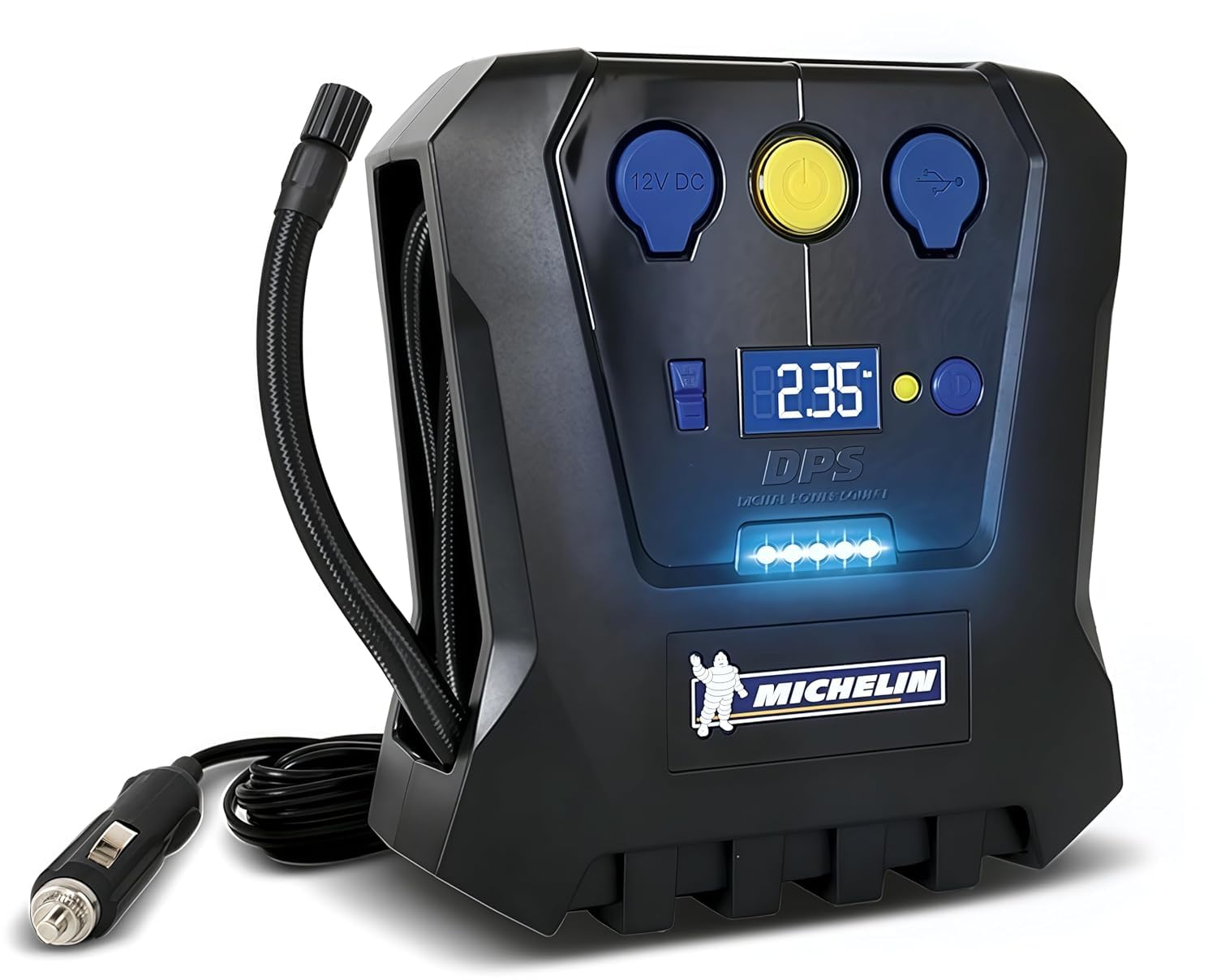 Compresseur digital 12V Michelin branché sur une prise allume-cigare