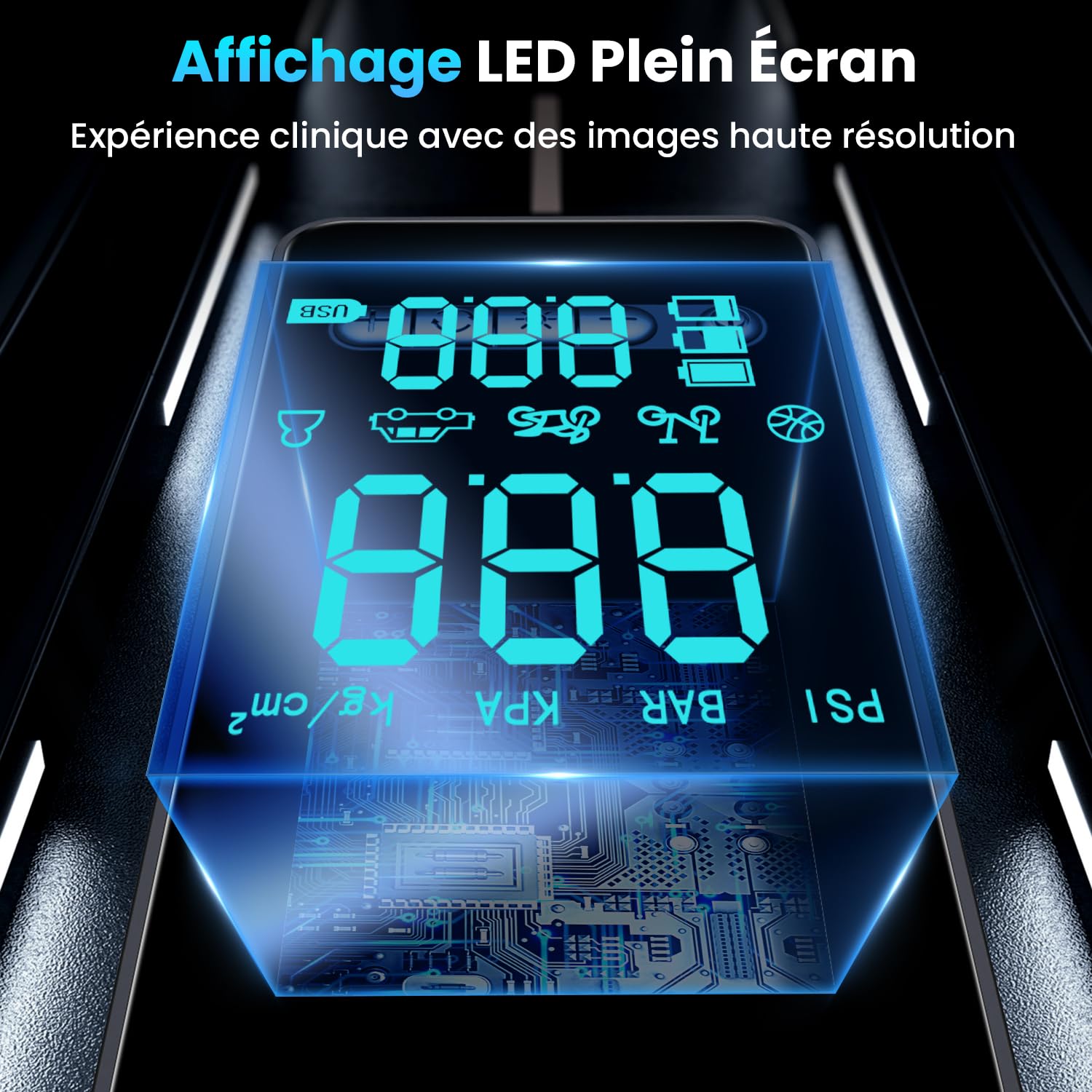 Gonfleur pneu sans fil Ipflin noir compact avec écran numérique – vue 4