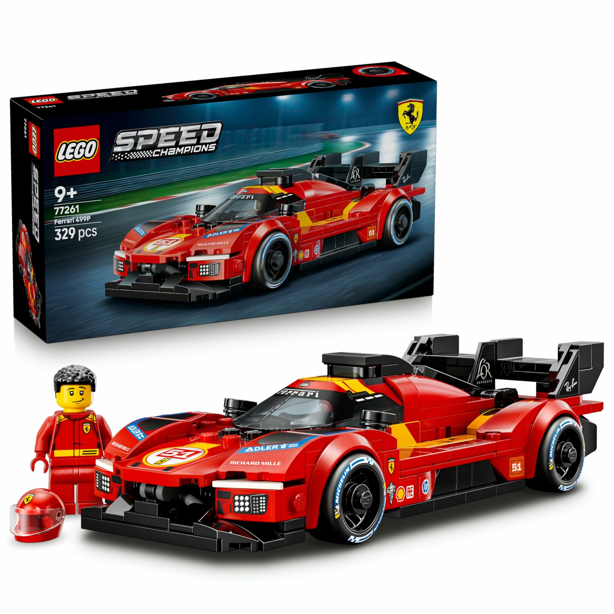 Maquette de course LEGO Ferrari 499P Speed Champions avec figurine
