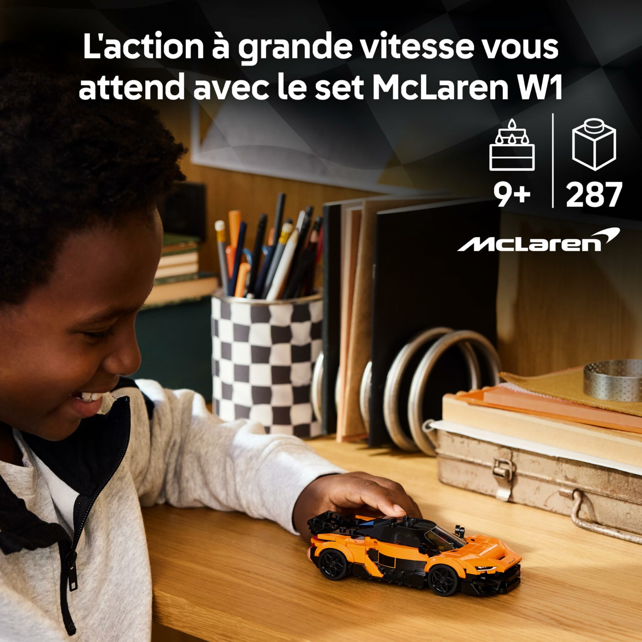 Maquette de voiture de course orange LEGO McLaren W1 Speed Champions – vue 2