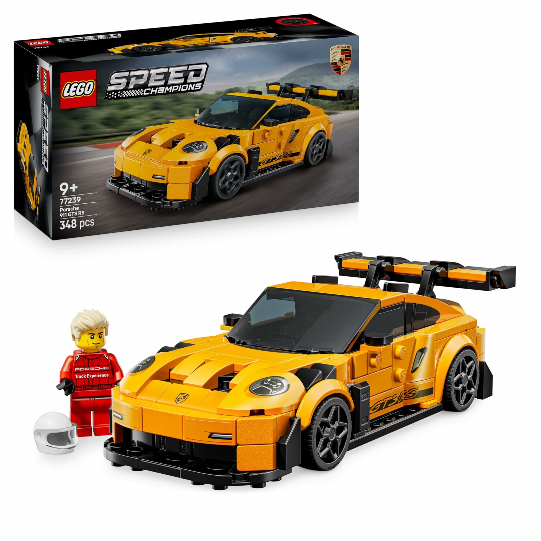 Maquette de voiture LEGO Porsche 911 GT3 RS avec pilote