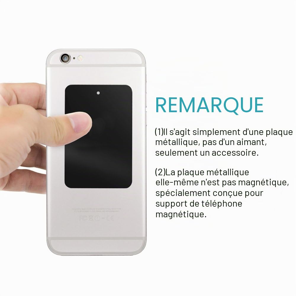 Plaque métallique support magnétique Yianerm fine pour smartphone de voiture – vue 2