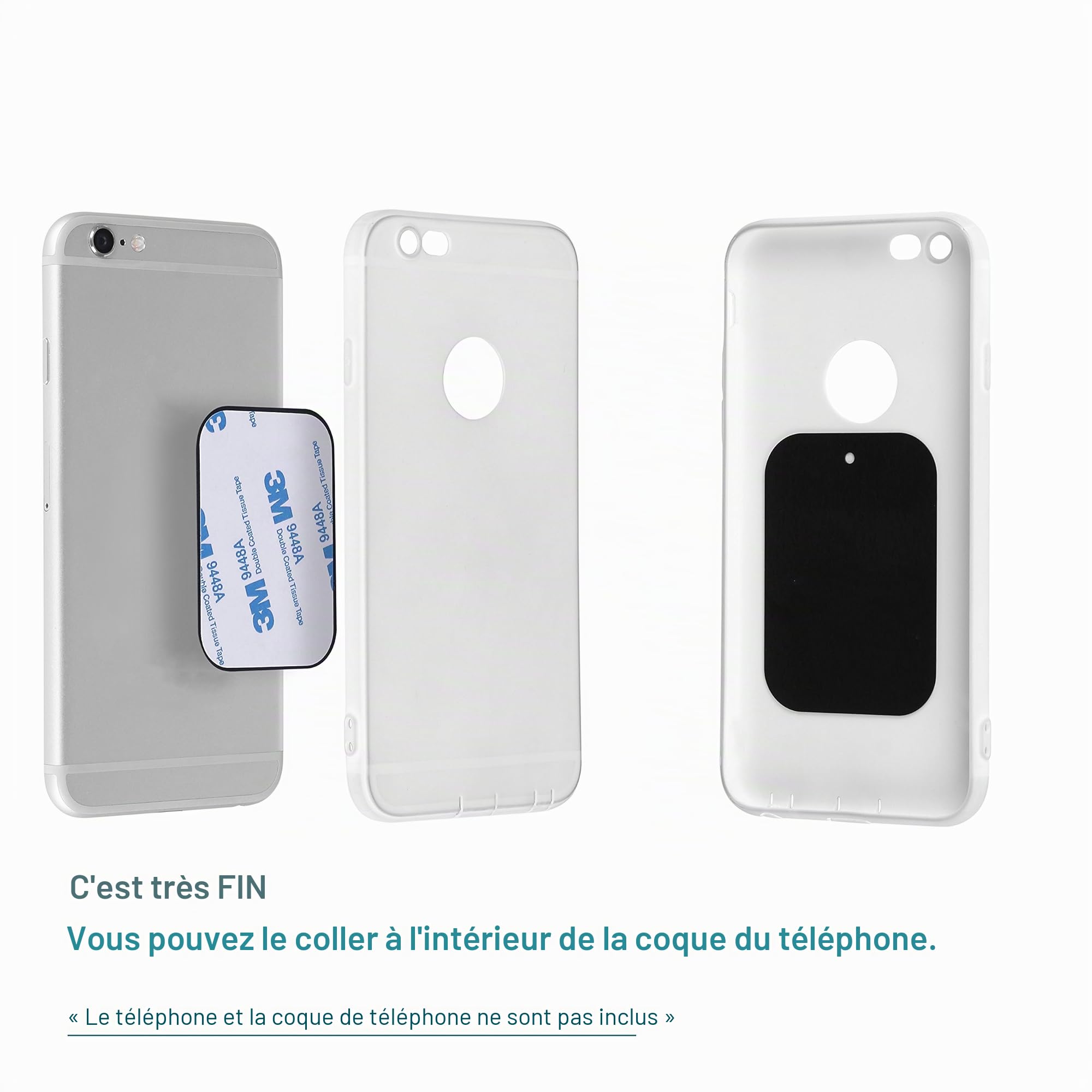 Plaque métallique support magnétique Yianerm fine pour smartphone de voiture – vue 3