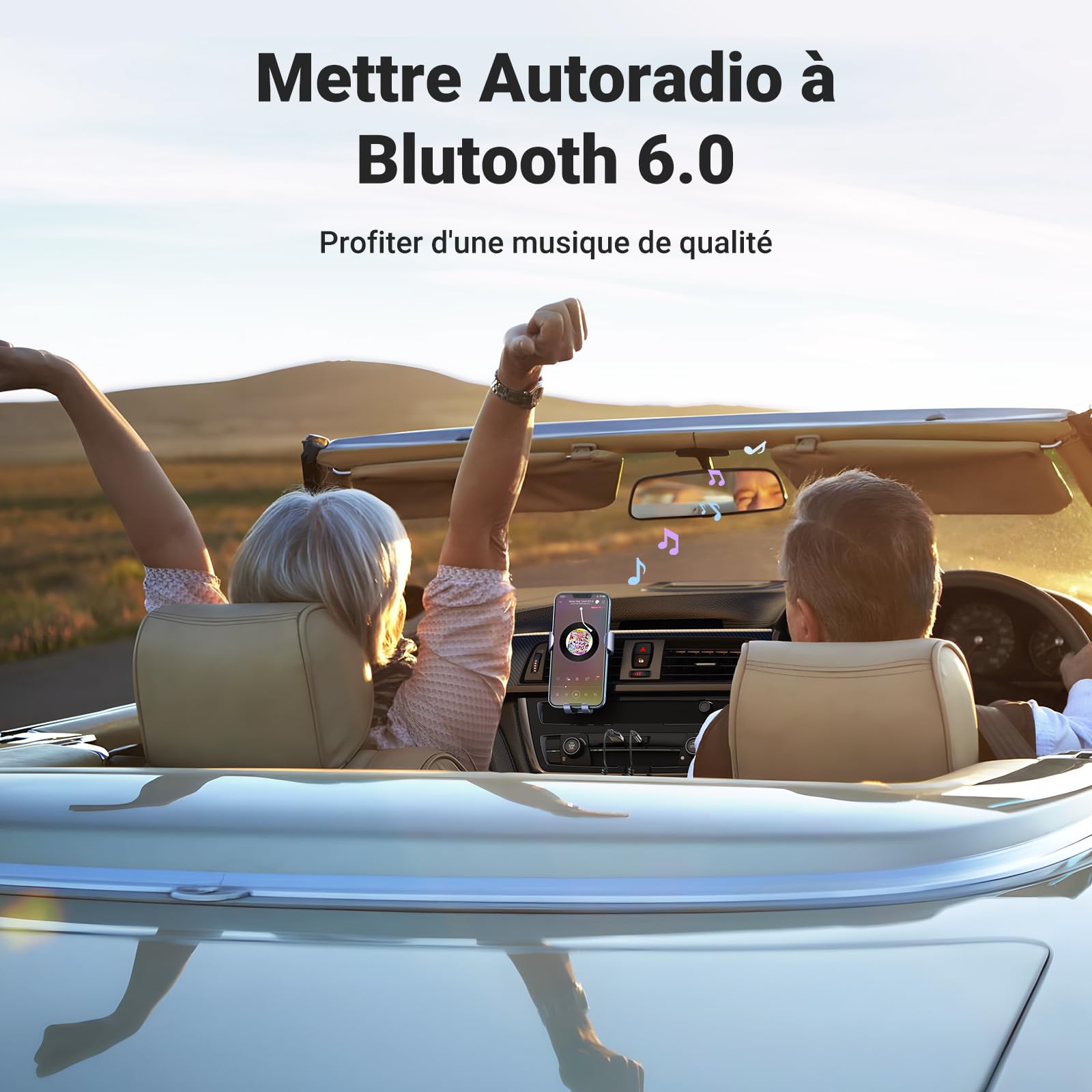 Adaptateur et récepteur bluetooth voiture UGREEN gris foncé – vue 3
