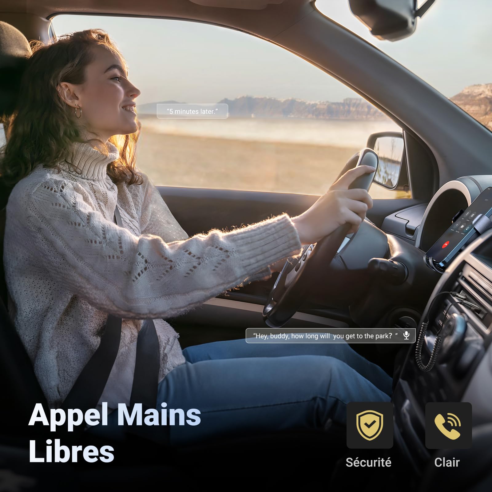 Adaptateur et récepteur bluetooth voiture UGREEN gris foncé – vue 4