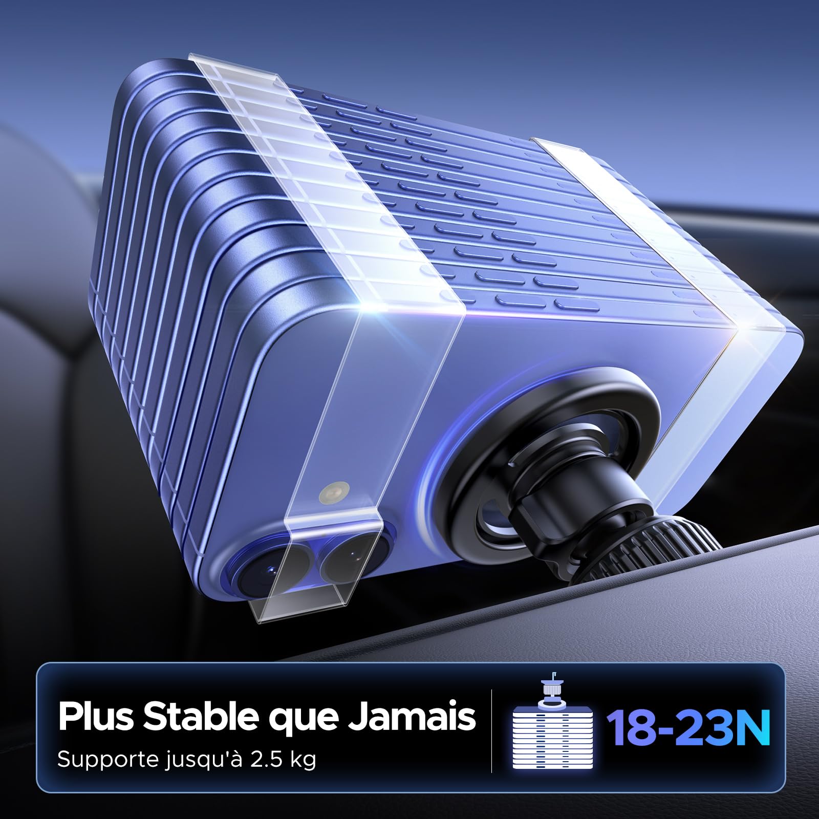 Support téléphone voiture MagSafe UGREEN fixé sur la grille d'aération – vue 3