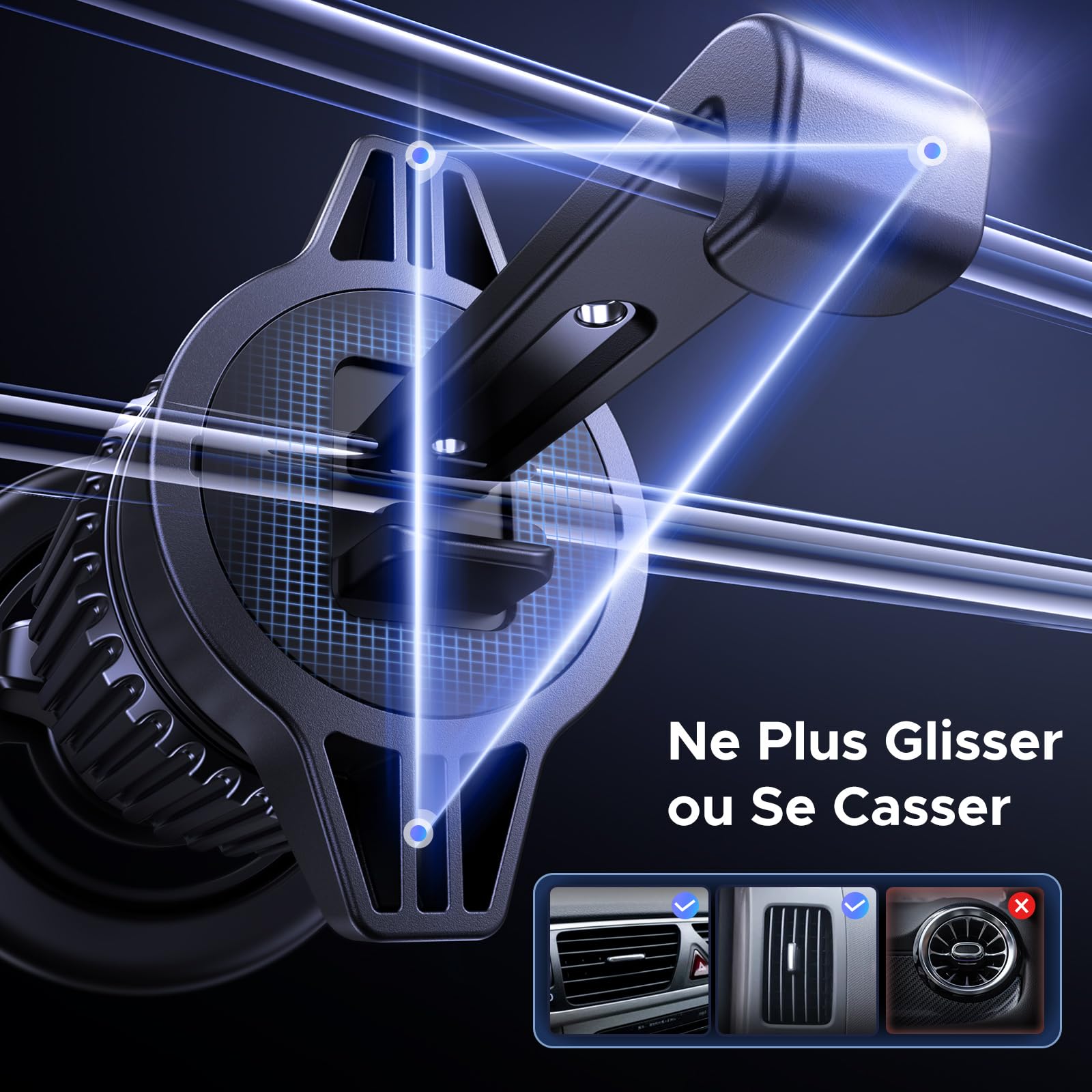 Support téléphone voiture MagSafe UGREEN fixé sur la grille d'aération – vue 5