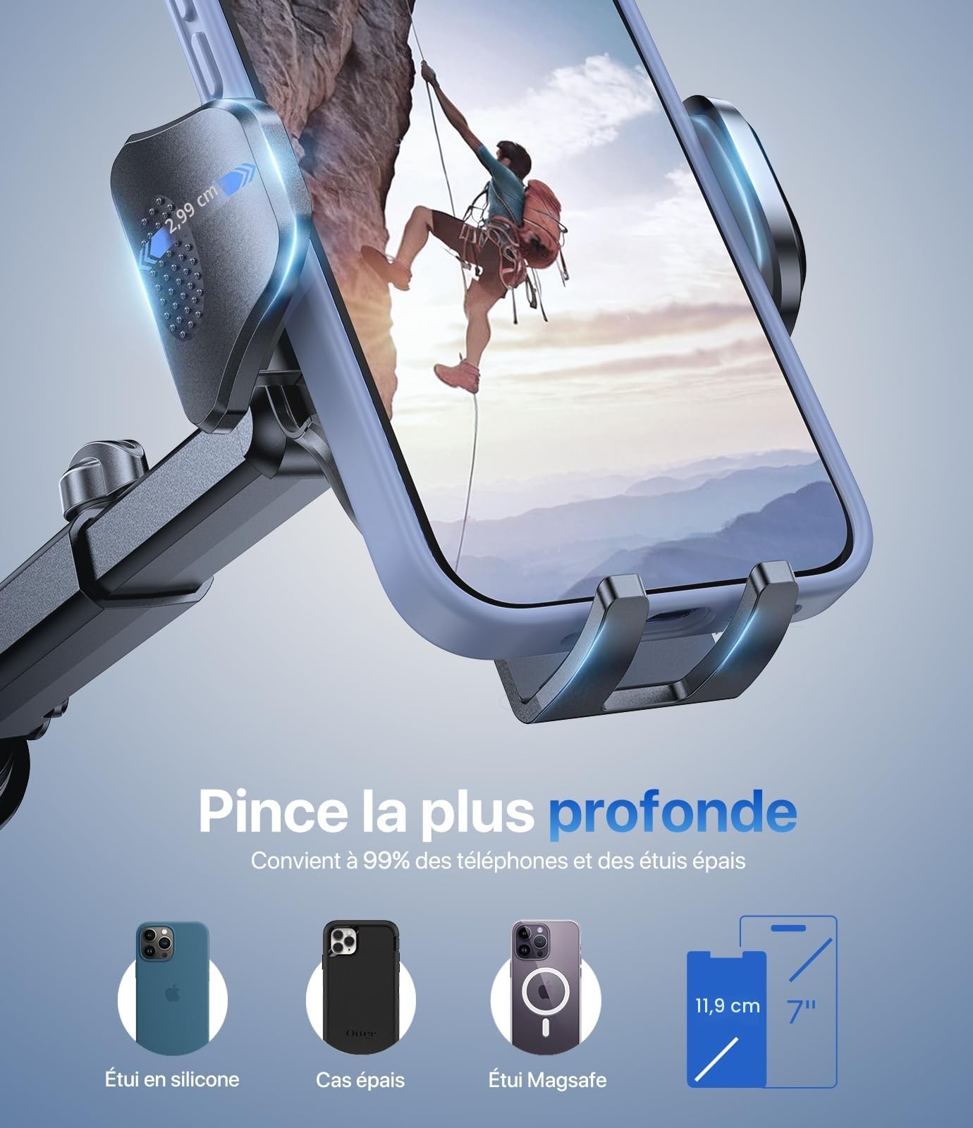 Support téléphone voiture ventouse Miracase noir pour tableau de bord – vue 2