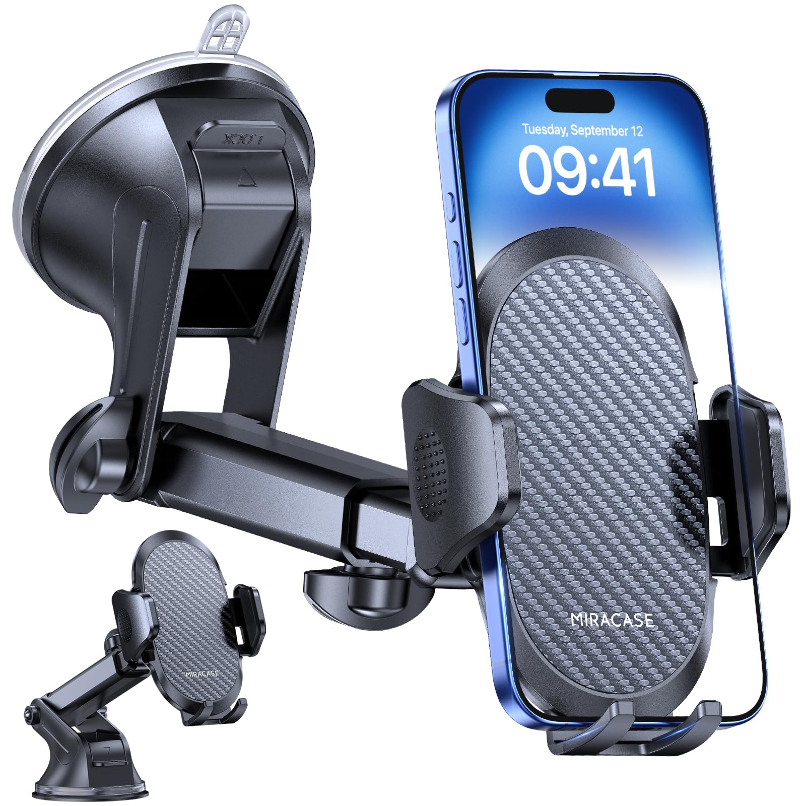 Support téléphone voiture ventouse Miracase noir pour tableau de bord