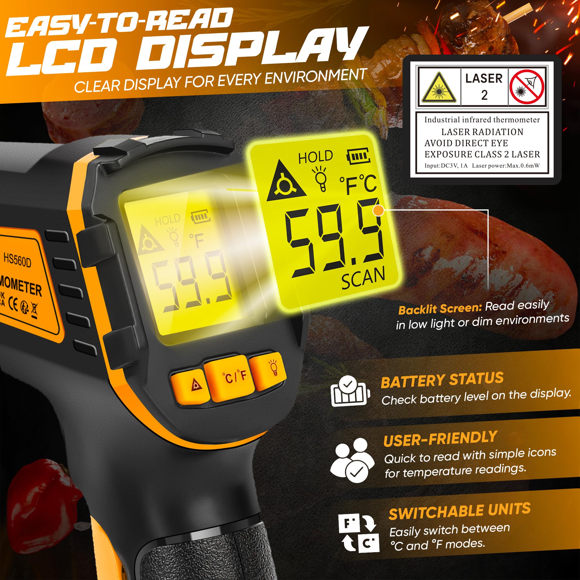 Thermomètre infrarouge laser SOVARCATE pour contrôle de température sans contact – vue 2