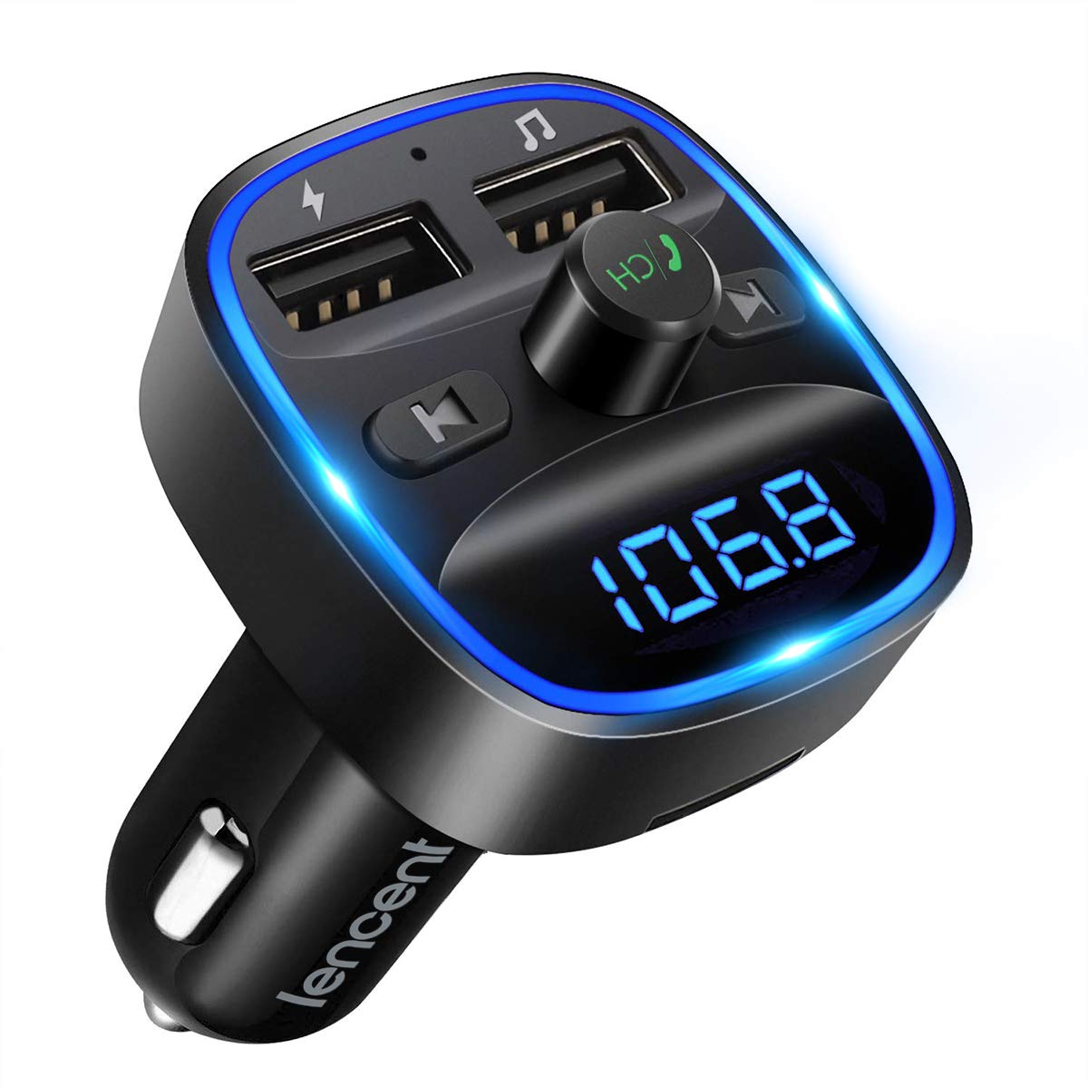 Transmetteur FM Bluetooth LENCENT T25 pour voiture en finition noire